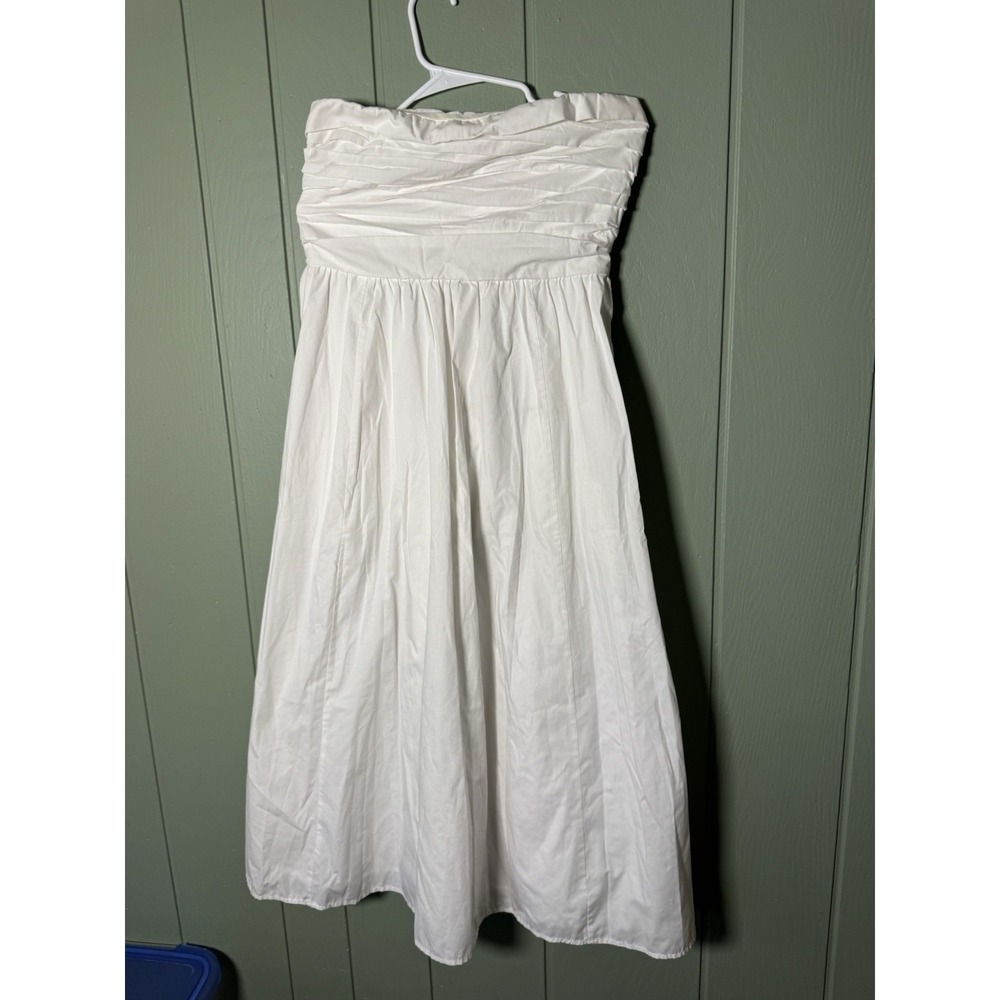 Abercrombie & Fitch White Poplin Midi Dress Strapless M Bridal Graduation Euro